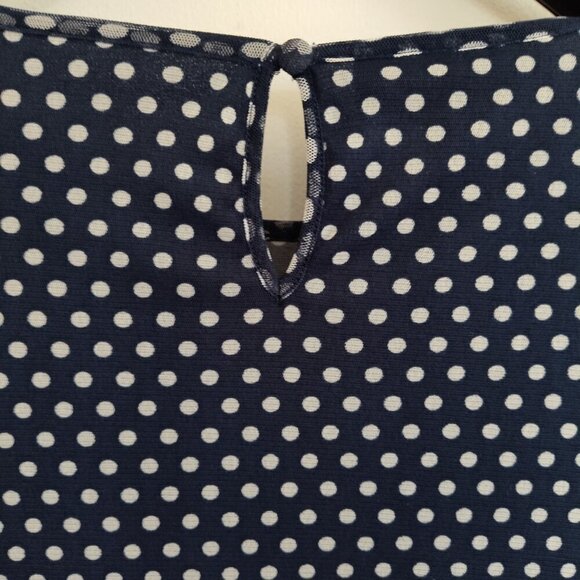 Ladies SZ S Inc Navy Blue/White Polka-Dot Top - Picture 4 of 5
